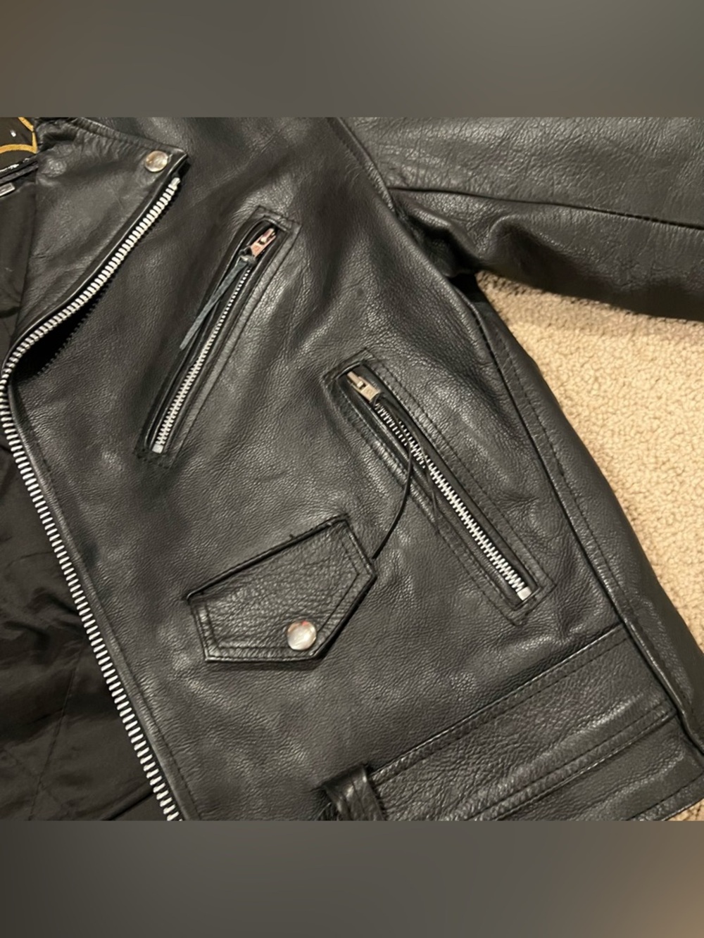 DALLAS Premium 100% Cowhide Leather  Classic Black Moto Jacket Silver Hardware - Picture 6 of 14